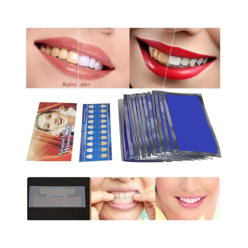 28 Tiras blanqueadoras de dientes. Tiras Blanqueadoras De Manchas De