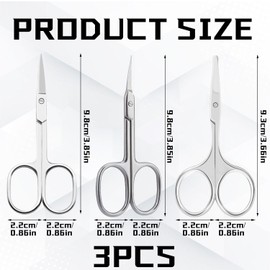 3 Pieces Cuticle Scissors, Stainless Steel Grooming Scissors, Curved Professional Manicure Scissors, Manicure Tools for Women, Beard Scissors for Men