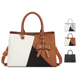 NEWHEY Top-Handle Handbag Waterproof Leather Purses for Women Satchel Handbags Crossbody & Shoulder Ladies Purse (Brown)