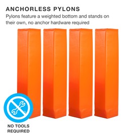 Crown Sporting Goods Anchorless Weighted Football Pylons (Set of 4), Orange