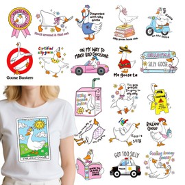 INCOK Goose Iron on Transfers - 20 PCS Funny Animal Iron on Patches Stickers for Shirts DTF Transfers Ready to Press for Clothing Hat Jackets Backpacks Hoodie Bag DIY Costume