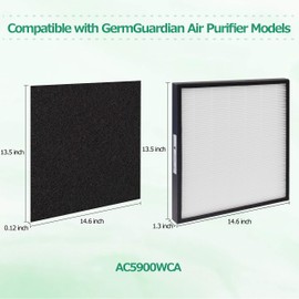 FLT5900 H13 HEPA Replacement Filter J, Compatible with GermGuardian Air Purifier Models AC5900WCA and AC5900WDLX
