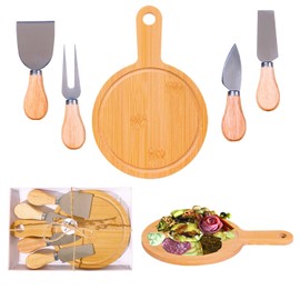 1 Set Small Cheese Board Mini Dessert Plate, 6-Inch Personal Charcuterie Board, Bamboo, Gift ready for Wedding, Bridal & Baby Shower Party Favors