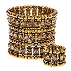 Angel Jewelry Women's Multilayer Crystal Stretch Bracelet Ring Sets …