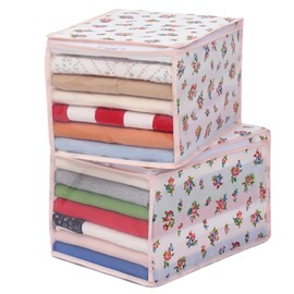 Astro 183-42 Storage Case for Clothes, Compact Size, Petite Rose Pattern, Small Flower Pattern, Set of 2, Breathable Non-woven Fabrics, Clothes, Children's Clothes, Storage Bag, Storage Bag, Small