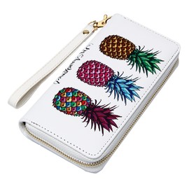 VOCUS Womens Wristlet Wallet Zip Around Clutch Wallet Large RFID Blocking PU Leather Bifold with Phone Holder for Travel