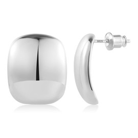 BOUTIQUELOVIN 14K Dupes Earrings Gold Silver Hoop Earrings Women's Wide Earrings Gold Silver Gift for Women Girlfriend Mum Girls, Sterling Silver, No Gemstone