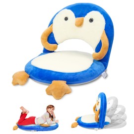 Floor Chair for Kids, Penguin Floor Seating with Back Support 5 Adjustable Position Ideal for Reading Gaming Meditating Yoga, Kids Chair for Daycare Preschool Classroom (Blue)