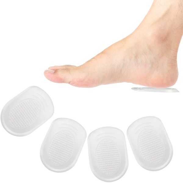 Silicone Gel Heel Cups - Shoe Inserts for Plantar Fasciitis, Sore Heel Pain, Bone Spur & Achilles Pain - Pad and Shock Absorbing Support for Women (2 Pairs/4Pcs)