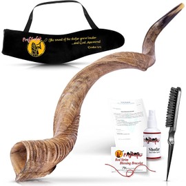ProShofar Israel Shofar Set, Natural Kudu Horn Shofar, Kosher Yemenite Traditional Musical Instrument for Jewish Spiritual Ceremonies and Religious Sermons