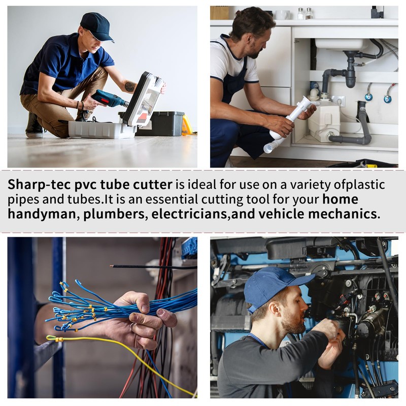 Sharp-tec PVC Pipe Cutter 0-32mm, Ratchet Plastic Pipe Cutter with