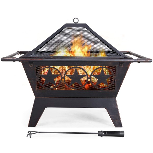 Yaheetech Fire Pit 32in Fire Pits for Outside Outdoor Fireplace