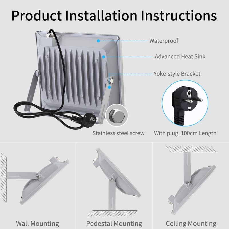 Papasbox LED floodlight IP65 waterproof outdoor floodlight aluminium headlight
