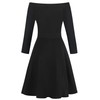 oxiuly Women's 3/4 Sleeve Off Shoulder Solid Cotton A-Line Swing