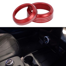 TUCKBOLD Media Volume Gear Shift Control Switch Knob Cover Ring for Ford Mach-E 2021-2024 Sturdy | Interior Decal Trim Red 2 Pcs