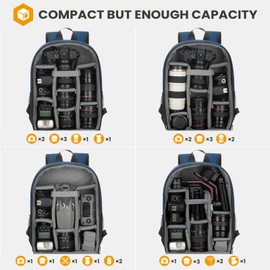 TARION Camera Bag Backpack for Photographers: Photography Camera Backpack with Laptop Compartment Waterproof Raincover Photo Backpack Bag Blue TB-M
