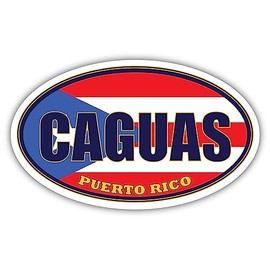 3 Pack 2x3 inches | Caguas City Puerto Rico State Flag | PR Flag Caguas County Oval State Colors Construction Toolbox, Hardhat, Lunchbox, Helmet, Mechanic, Luggage