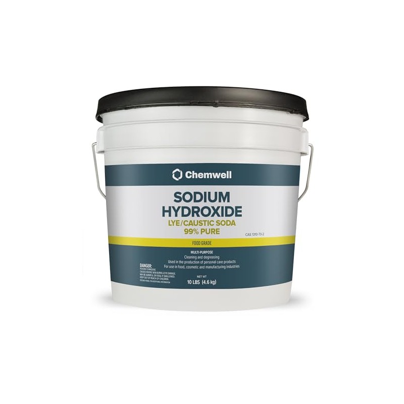 Chemwell Caustic Soda (10 lbs) - Pure Sodium Hydroxide Lye