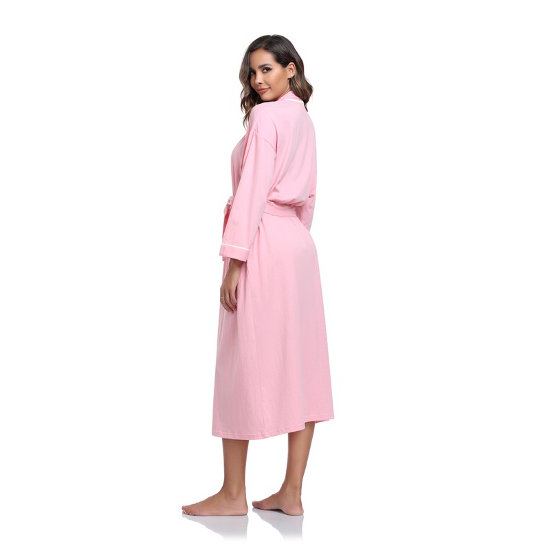 COLORFULLEAF Women's 100% Cotton Robes Lightweight Long Bathrobe Kimono Robe