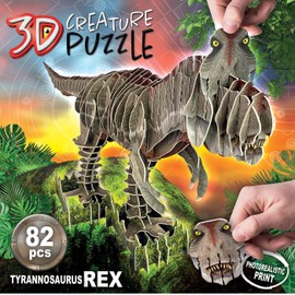 Educa - T-Rex, 3D Puzzle for Adults and Children from 6 Years, 82 Pieces, Dinosaur (19182)