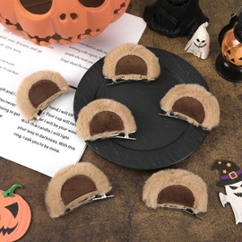 6 Pcs Plush Bear Ears Hair Clips 3 Pairs Cute Animal Ear Barrettes Soft Fluffy Bear Headband Costume Accessories for Halloween Cosplay Christmas Party Gifts for Women Girls