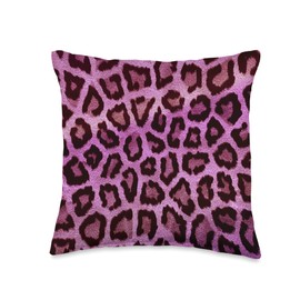 Leopard Animal Print Lisaliza Gift Design Purple Violet Leopard Print Cheetah Animal Pattern Lover Throw Pillow, 16x16, Multicolor