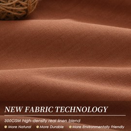 BOODII - Cortinas opacas de terracota de 120 pulgadas de largo para sala de estar, mezcla de lino, pestaña trasera, neutral, modernas cortinas de oscurecimiento de habitación, aislamiento térmico
