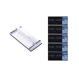 Küssner A0180-900506 Hand Sander Set of 5 Sanding Mesh Lines: Length 28 cm, Width 11.5 cm, Grain 60, Sanding Block with Metal Clamping Handles: Length 22 cm, Width 10.5 cm, White, 1 Litre