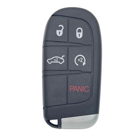 Smart Key Fob Case Shell Fit for Dodge Charger Challenger Dart Durango Journey Chrysler 300 Jeep Grand Cherokee 5 Buttons Replacement Keyless Entry Remote Key Fob Cover Housing (Black)