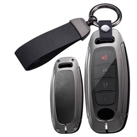 ontto Metal and Leather Key Cover Fit for Nissan 2023-up Key Fob,Solid and Durable Car Key Housing for Maxima Armada Rogue Pathfinder X-Trail Versa Kicks Ariya Qashqai Teana Sentra,Black