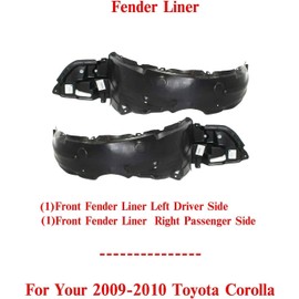 US AUTO PARTS PLUS New Front Fender Liner Left Driver & Right Passenger Side For 2009-2010 Toyota Corolla Sedan Direct Replacement