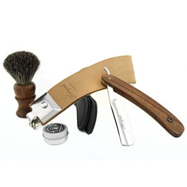 Razor Set of 4 with Leather Strop and Abrasive Paste