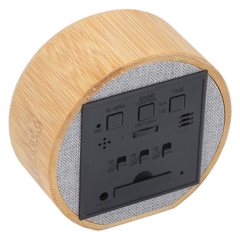 Digital Alarm Clock Round LED Voice Control Brightness Adjustable 12h