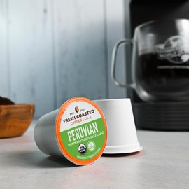 Fresh Roasted Coffee, Organic Peru Water Processed Half-Caf, Mold & Mycotoxin Tested, Kosher | 24 Pods for K Cup Brewers