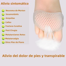 Almohadillas para Pies Amortiguadoras Aliviar el Dolor de Pies Plantillas de Bola de Pie Antideslizantes y Reutilizables Mujer y Hombre, Almohadillas Metatarsianas para Zapatos Antepié