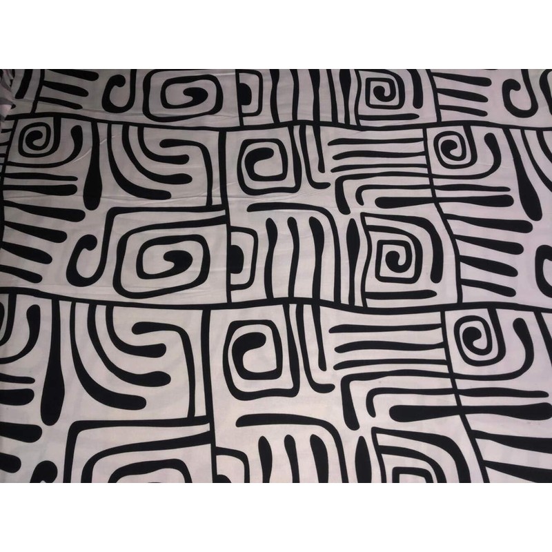 Rayon Twill White and Black Abstract Printed Fabric 58" Wide