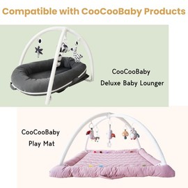 CoocooBaby Play Gym with 5 Sensory Toys, Thick & Plush Playmat for Floor, Tummy Time Mat, Convertible Stage-Based Developemtnal from Baby to Toddler (Toy_Color)
