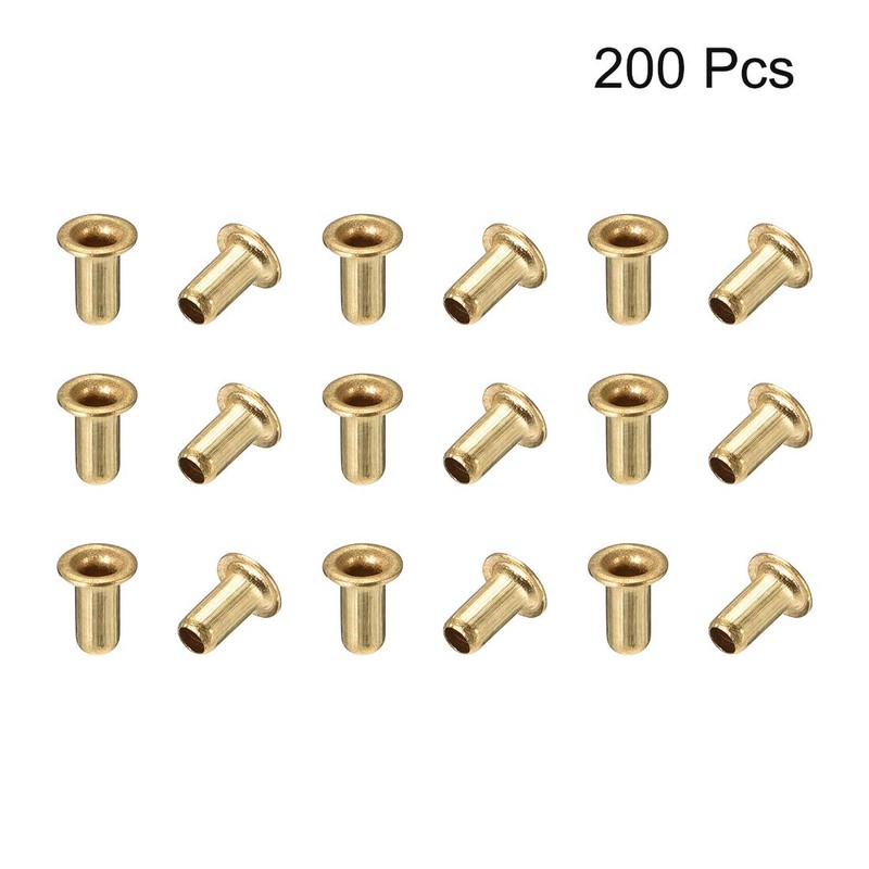 uxcell Hollow Rivet,3mm x 6mm Through Hole Copper Hollow Rivets