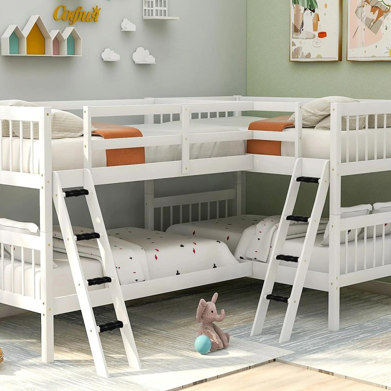 BTSKY 4Pcs Bunk Bed Ladder Pads with 8pcs Adjustable Hook
