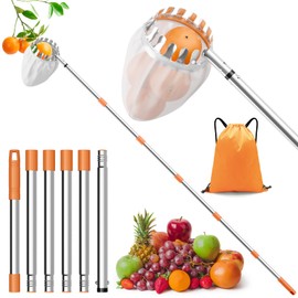 1.9 m Fruit Plough for Cherry, Diameter 16 cm, Cherry Plougher, Apple Ploughing Cherry Picker with Telescopic Handle and Cotton Bag, Plum Picker for Reaching Inaccessible Places in Fruit Trees