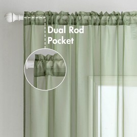 MIULEE 2 Panels Sage Green Sheer Curtains 108 inches Long Window Curtains Rod Pocket Elegant Window Voile Panels/Drapes/Treatment for Bedroom Living Room (54X108 Inches)