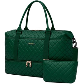 HOTOR Travel Bags for Women - Lightweight Overnight Holdall Bag, Large Carry on Luggage Weekend Bag with Shoe Compartment & Toiletry Bag Travel Duffel Sport Gym Tote, Dark Green, 34.0 x 45.0 x 20.0 cm