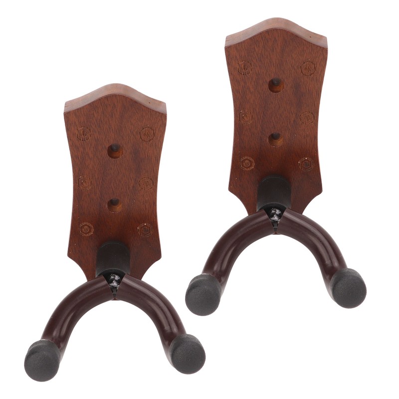 2pcs Guitar Wall Hanger Elegant Black Walnut Guitar Wall Mount