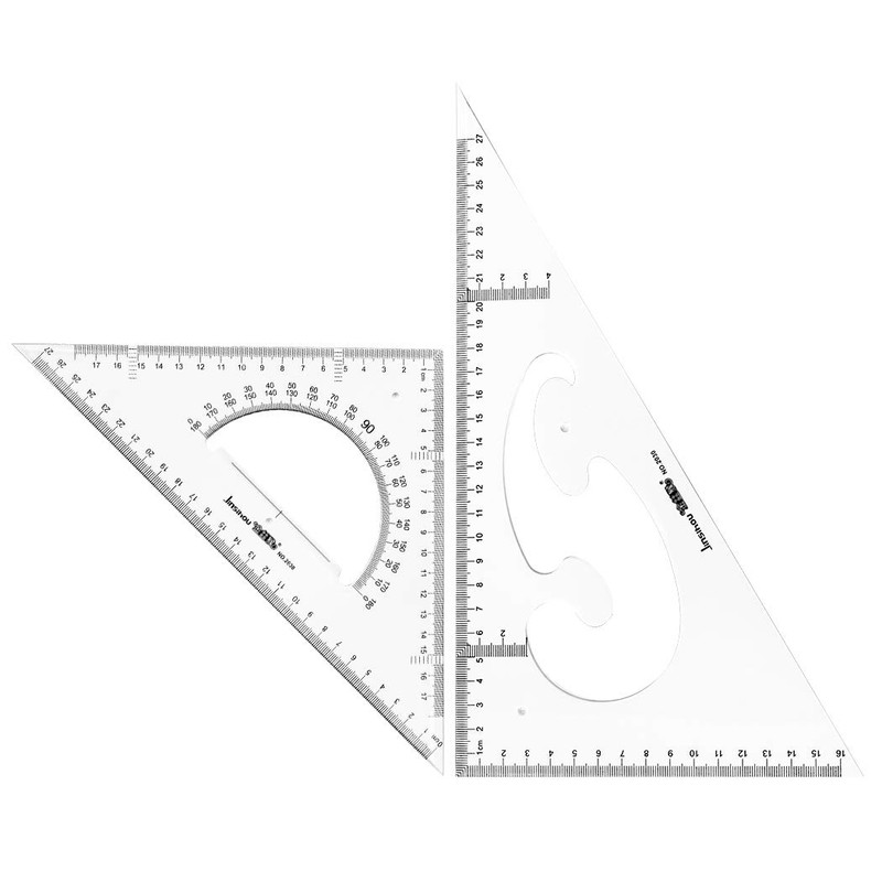 Jimjis Triangle Ruler, 11.8 inches (30 cm), Drafting Set, Large,