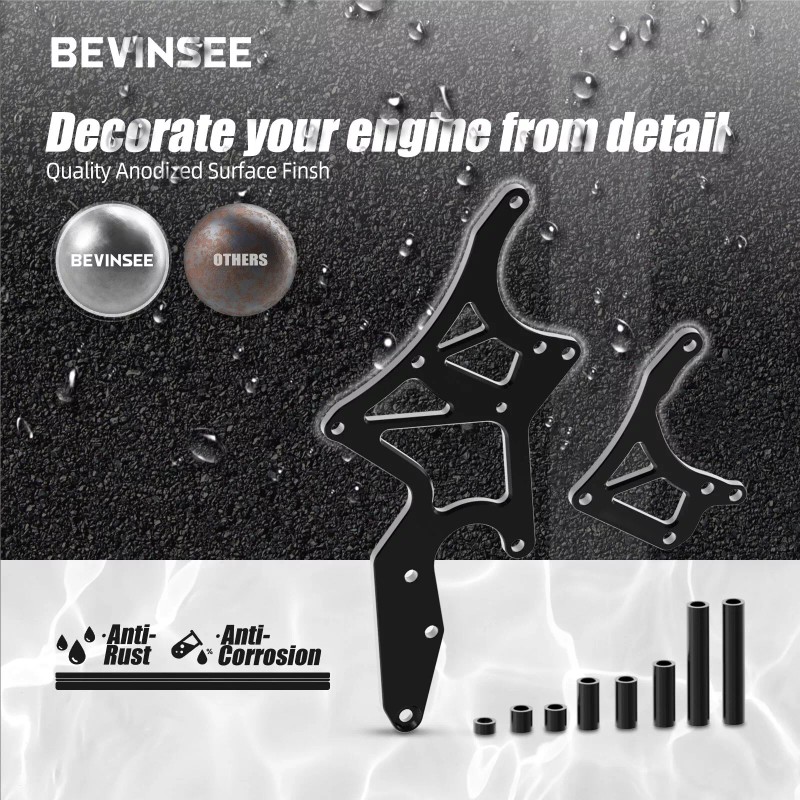 BEVINSEE LS Alternator Power Steering Pump Serpentine Bracket For Chevy