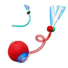 GooCare Speedy Tail Ball Toy 3.0 with 3 Play Modes, Bonus Tail, Safe Silicone Surface, Powerful Motor Moving Ball, Interactive Auto Toy for Indoor Bored Kitten & Adult Cats, USB Rechargeable (Red)