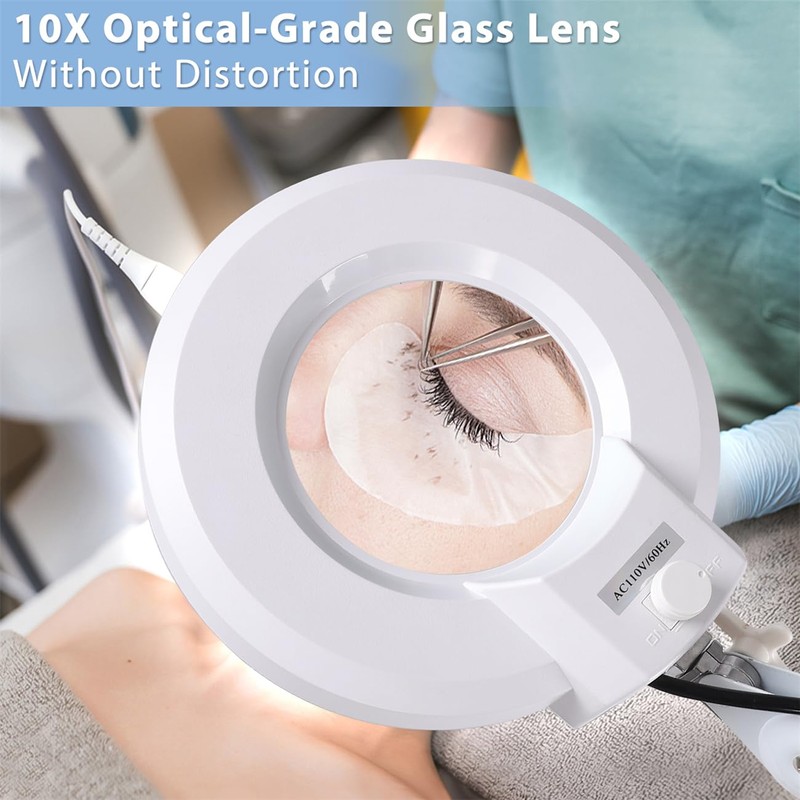10X Magnifying Floor Lamp with 5 Wheels Rolling Base for