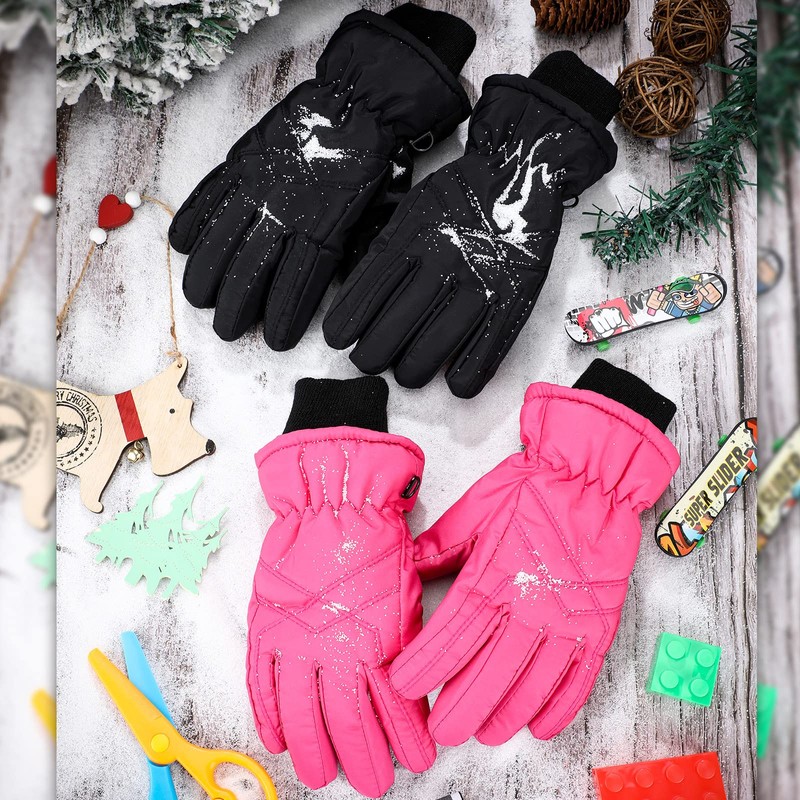 SATINIOR 2 Pairs Winter Kids Ski Gloves Windproof Snowboard Gloves