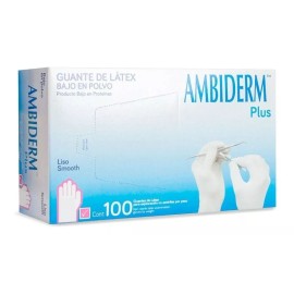 Ambiderm Guantes descartables Ambiderm Plus color rosa talle S de látex con polvo x 100 unidades