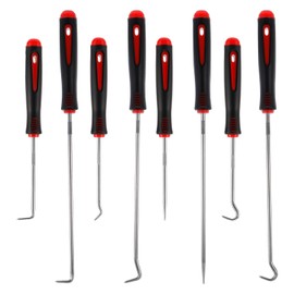 LIQWEI 8-Piece Mini Pick and Hook Set, Precision Automotive Pick Tool Set for Removing Hoses and Seals, Needle and Hook Set, Seal Disassembly Tool (Red)